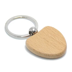 Wholesale Custom Wooden Material Key Tag Holder Ring Wedding Gifts Souvenir Heart Shaped Wood Carving Keychain