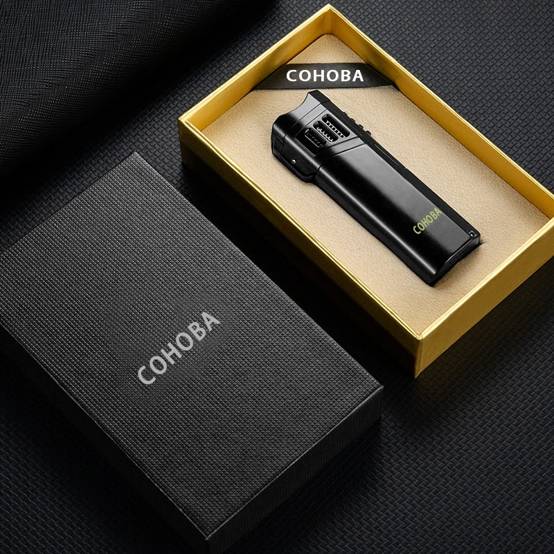 Wholesale Luxury Metal 3-Jet Flame Torch Lighter Windproof Custom Logo Outdoor Smoking Accessories Cigar Cigarette Jet Flame