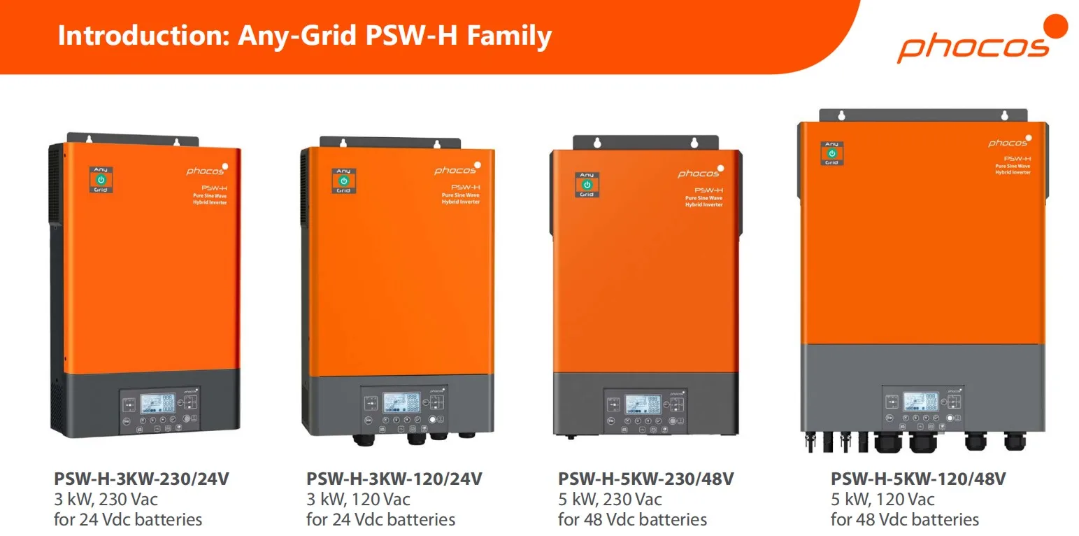 Phocos Any-Grid solar inverter hybrid 8kw 5 kw 3kw, inverter solare 5kw 8kw for solar systems