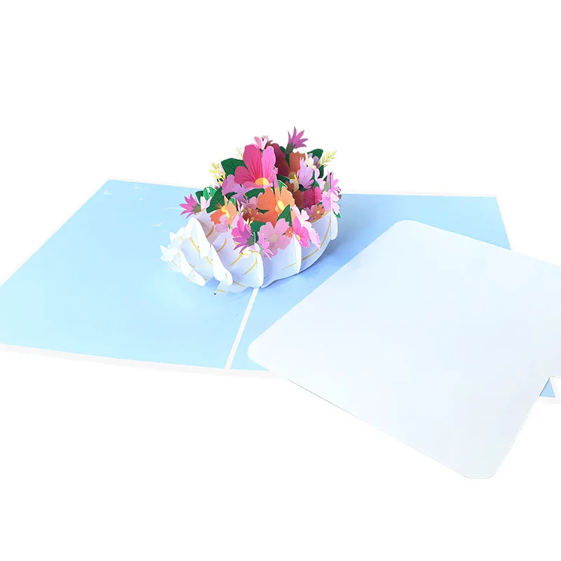 Romantic conch handmade Greeting Cards Flower hot sale pop up valentine 3D cards