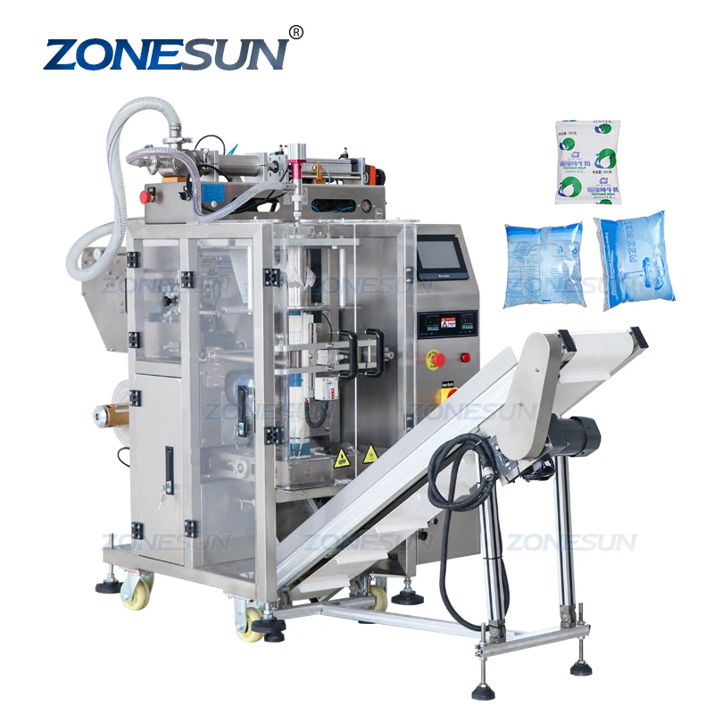 ZONESUN Automatic Bagged Oil Water Milk Small Pouch Sachet Liquid Pouch Filling And Back Side Sealing Packing Machine
