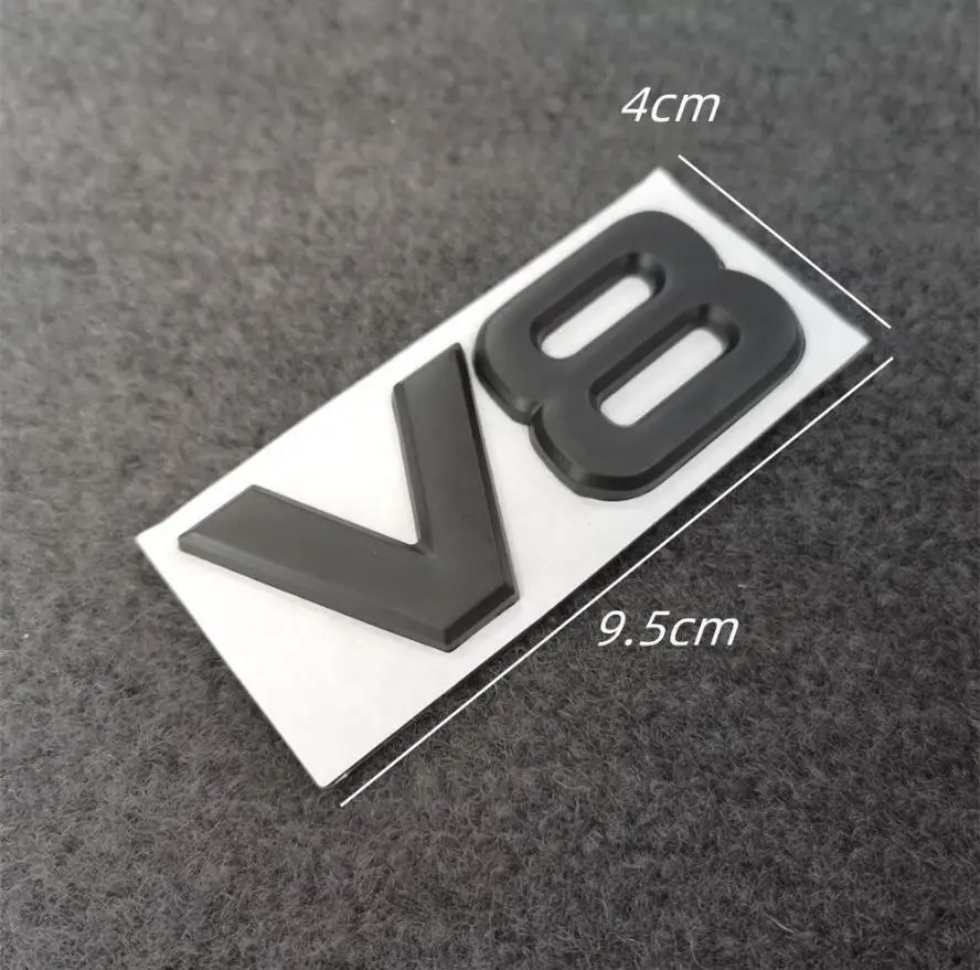 ABS Plastic Self Adhesive Chrome Gloss Matt Black Color V8 Brand Custom Logo Car Emblem Badge Sticker