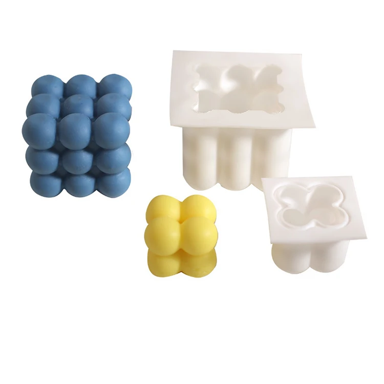 Free Sample Cube Cute Soy Wax Aromatherapy Small Candles Scented Relaxing 3d Silicone Candle Molds Bubble Candle Mold