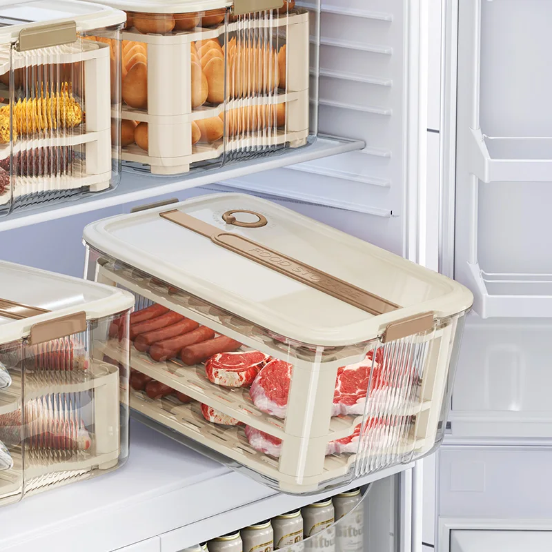 Stackable Plastic Storage Boxes with Handle Fresh-Keeping Food Container for Outdoor Picnic Snack Fruit Refrigerator Storage Bin