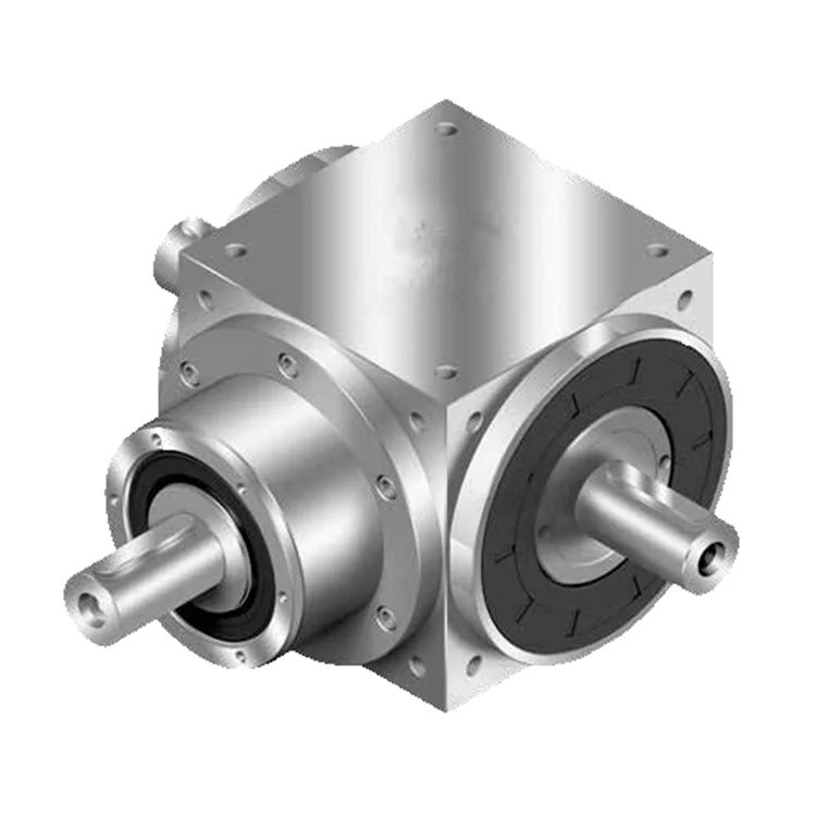 Guzuo AT075-L Right Angle 90 Degree Spiral Bevel Low Backlash Precision Steering Gearbox With 1 2 3 4 5 Ratio Servo Motor