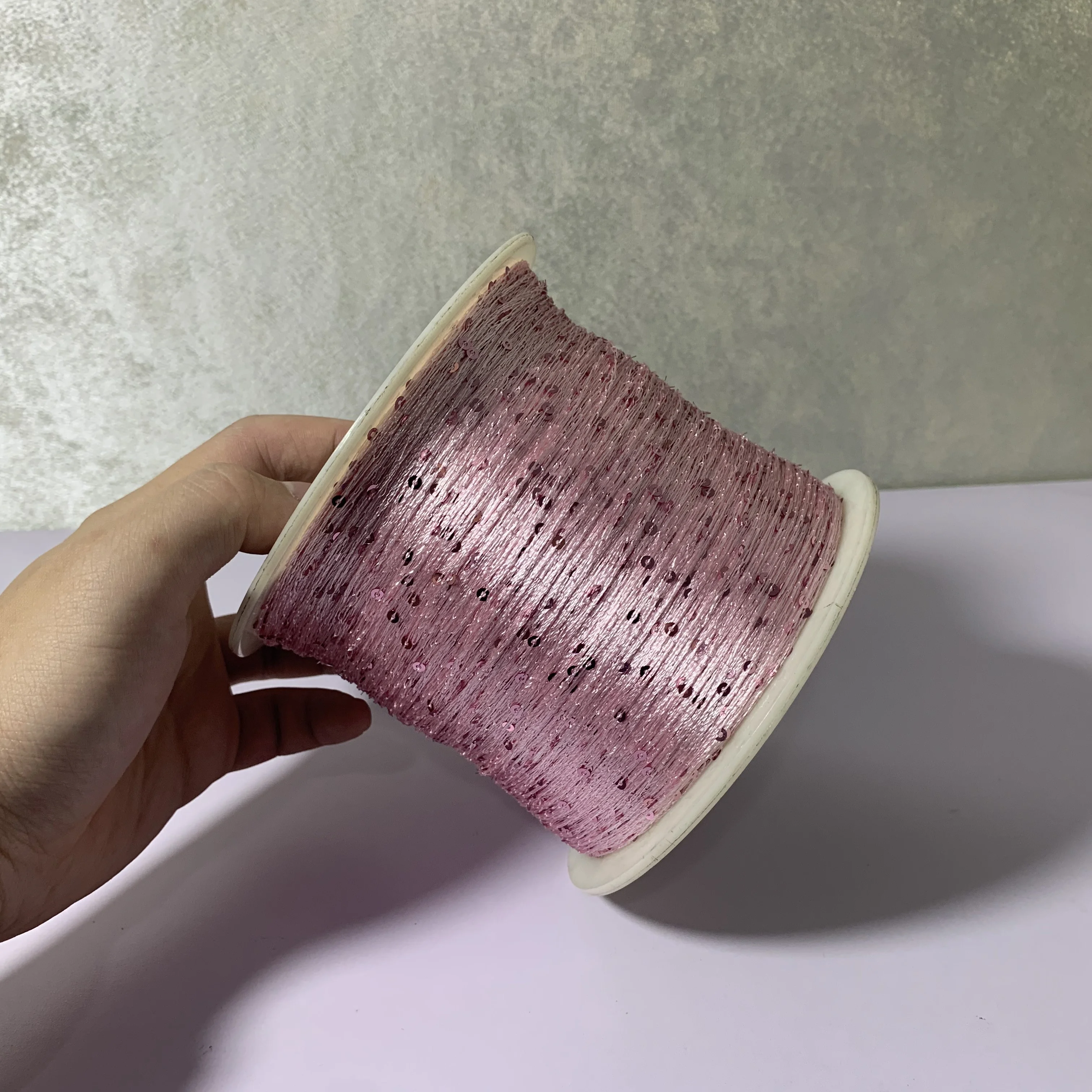 Factory Wholesale Fancy 100% Cotton Thread with Sequin 2mm 3mm Sequins Cotton Yarn for Knitting