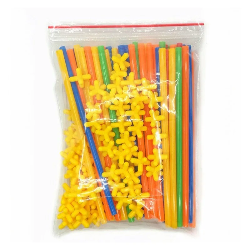 Kids DIY building assembly plastic building blocks construction straw building block toy