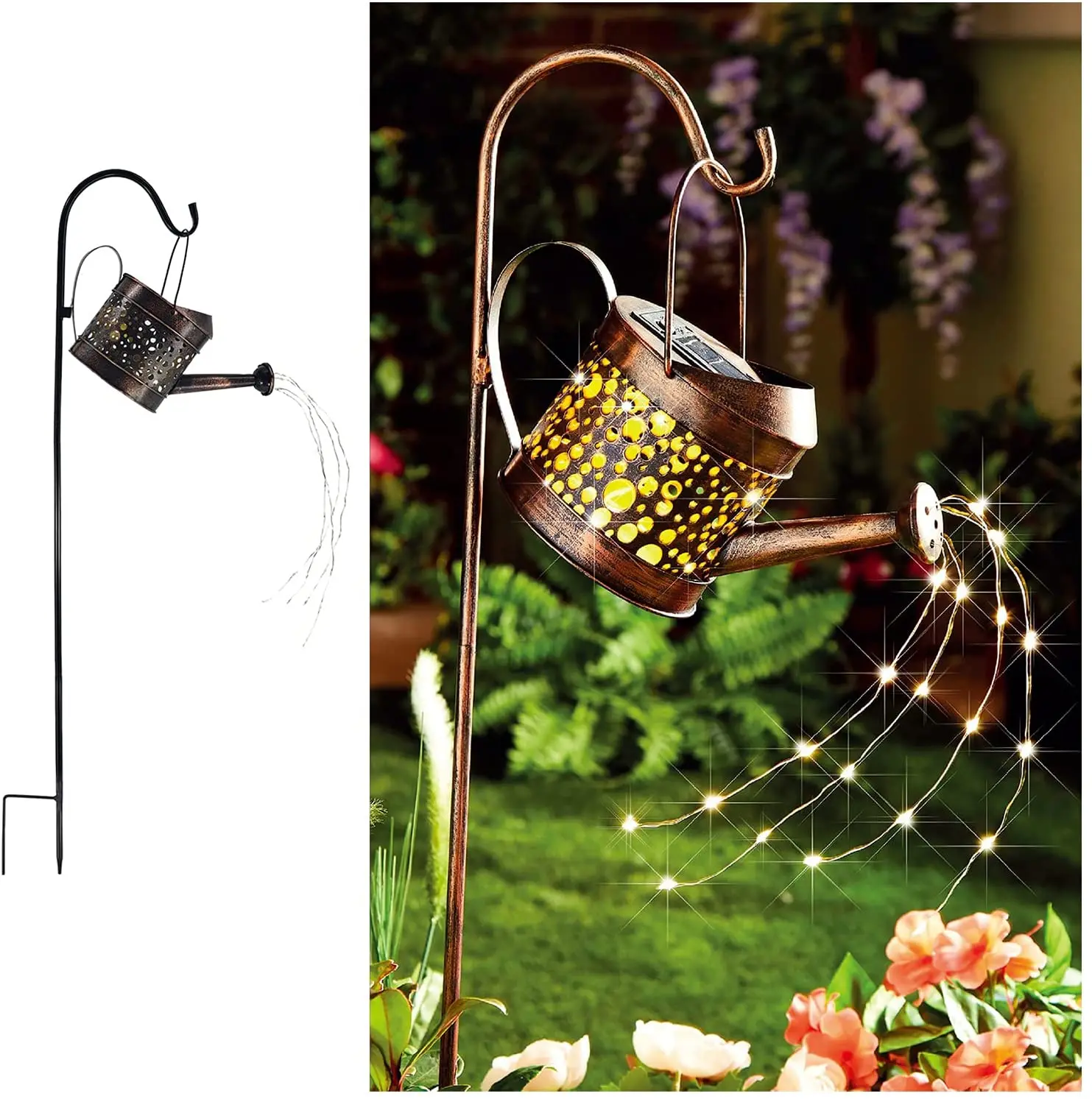 Garden Solar Lights Outdoor Decorative - Watering Cans Modeling Crackle Metal Solar Yard Garden Stake Lights