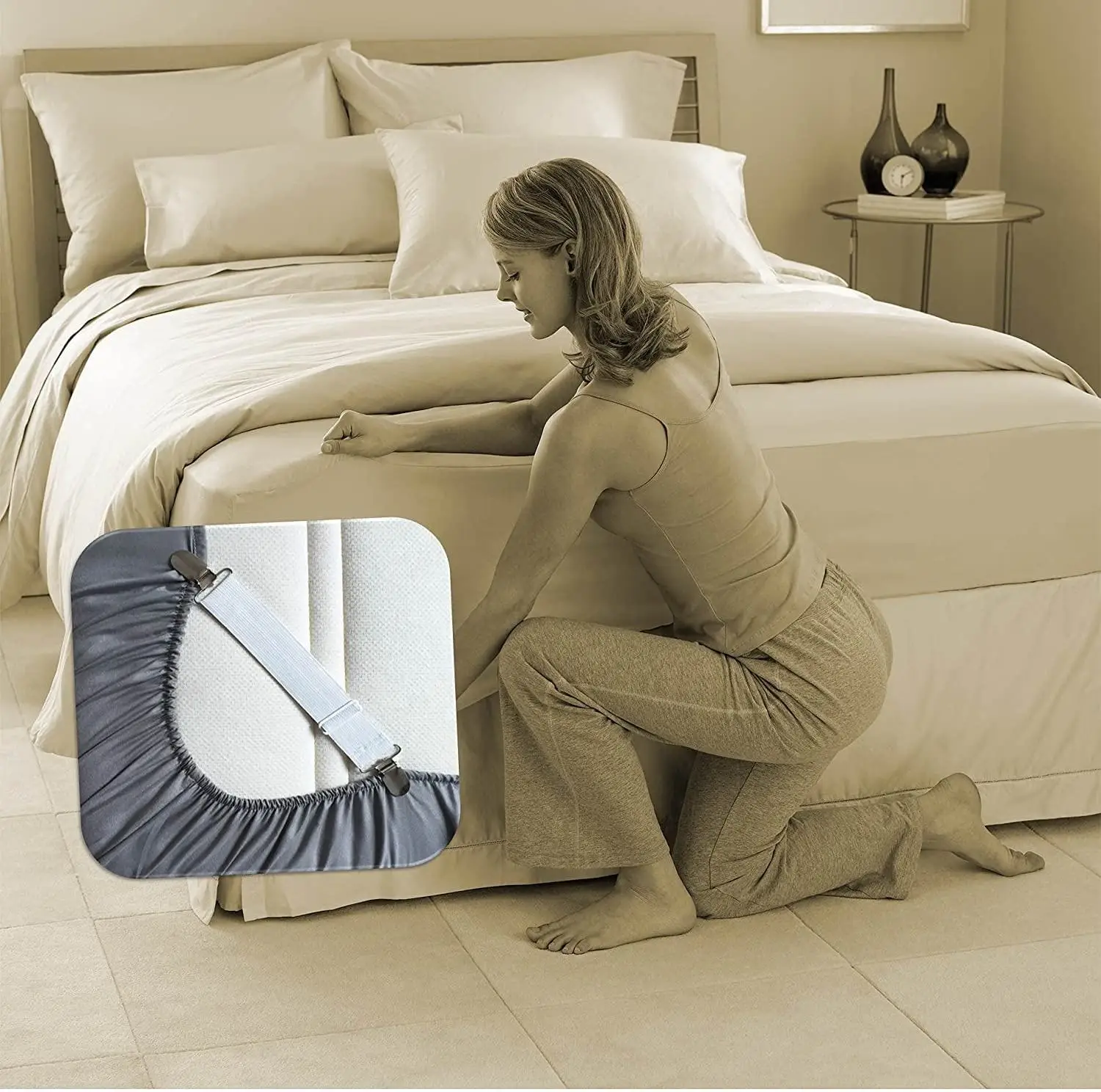 Elastic Mattress Bed Corner Clips Bed Sheet Holder Straps Suspenders Grippers