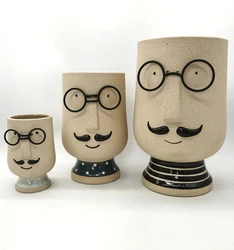 Wholesale hot sale lovely instagram 3D unique MEN shaped flower succulent pot in ceramic