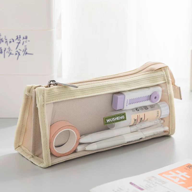 Versatile Clear Pencil Case: Multi-Functional, Large Capacity with Visible Partitions - Ideal for School and Office