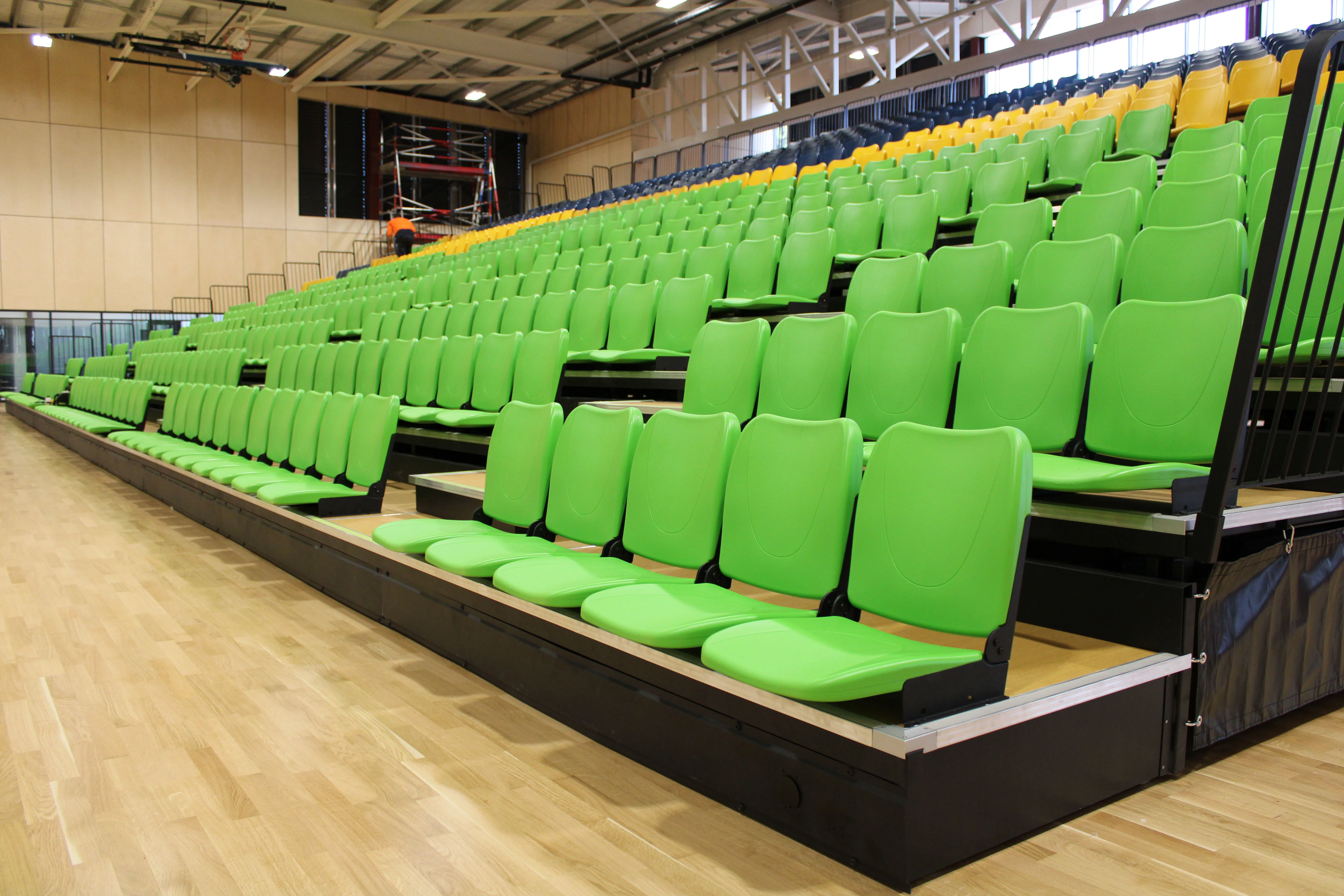  Telescopic Seating System With Indoor Polymer HDPE Seats Retractable Bleacher For Stadiums Theater Stage Sports