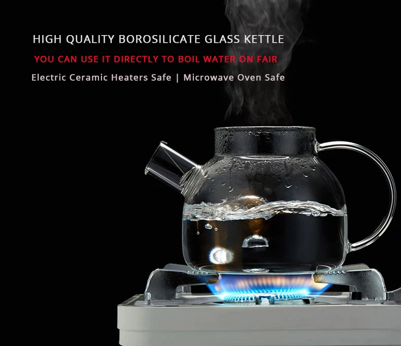 1000ml 1800ml Clear Glass Tea Pot Teapot Pitcher with Removable Filter Spout and Bamboo Lid for Loose Leaf and Blooming Tea