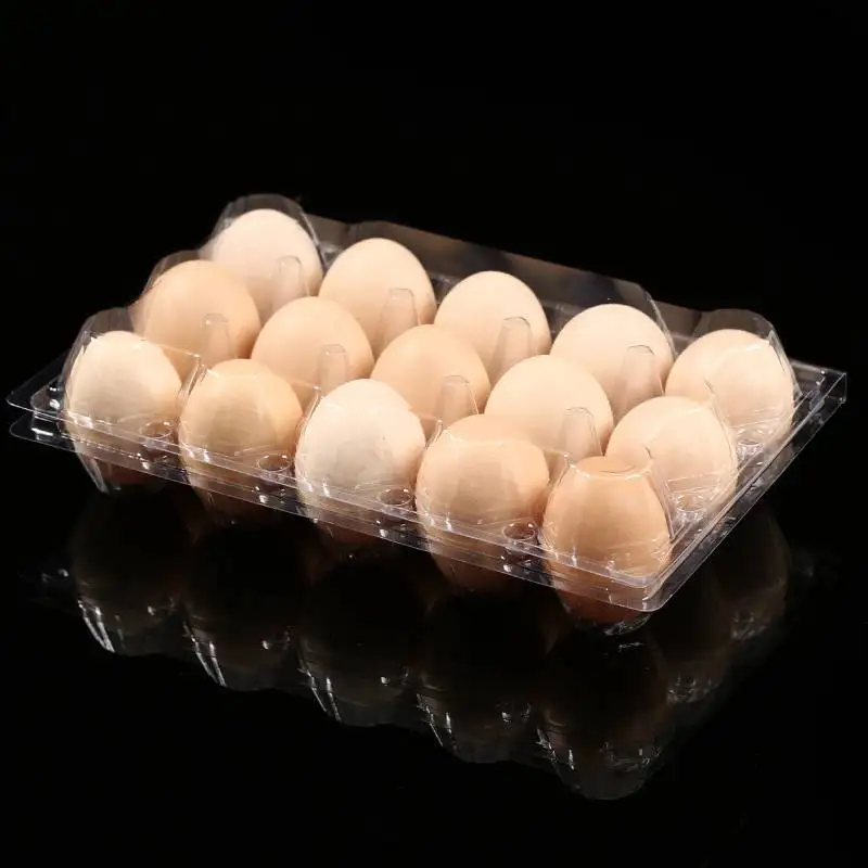 Plastic clear bulk empty chicken egg container egg packing trays for 12 15 chicken eggs