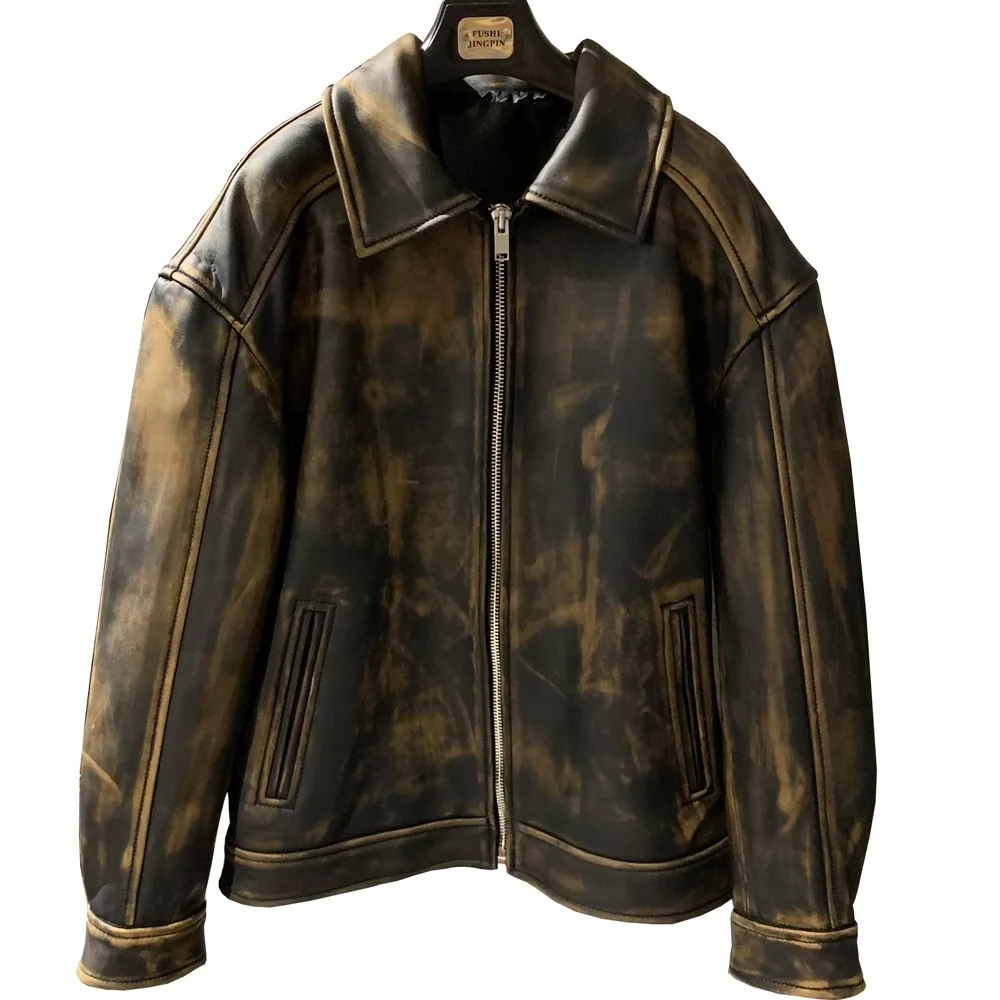 Top sales winter leather jackets sheeps jacket genuine leather leather jacket men and women