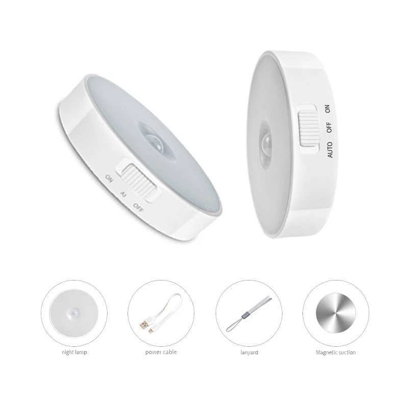 High Quality Multifunction wireless USB rechargeable PIR motion sensor LED night light for Bedroom Home Illumination