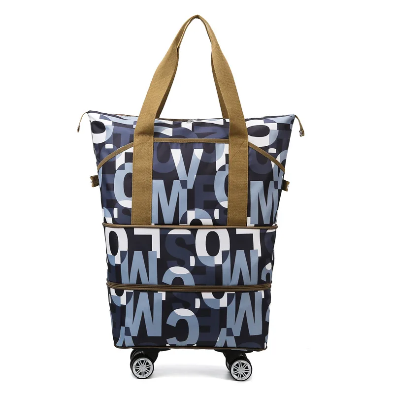 Expandable Carry On Travel Rolling Duffle Bag Nylon Waterproof Sports Gym Tote Bags for Women Large Luggage Handbag with Wheel