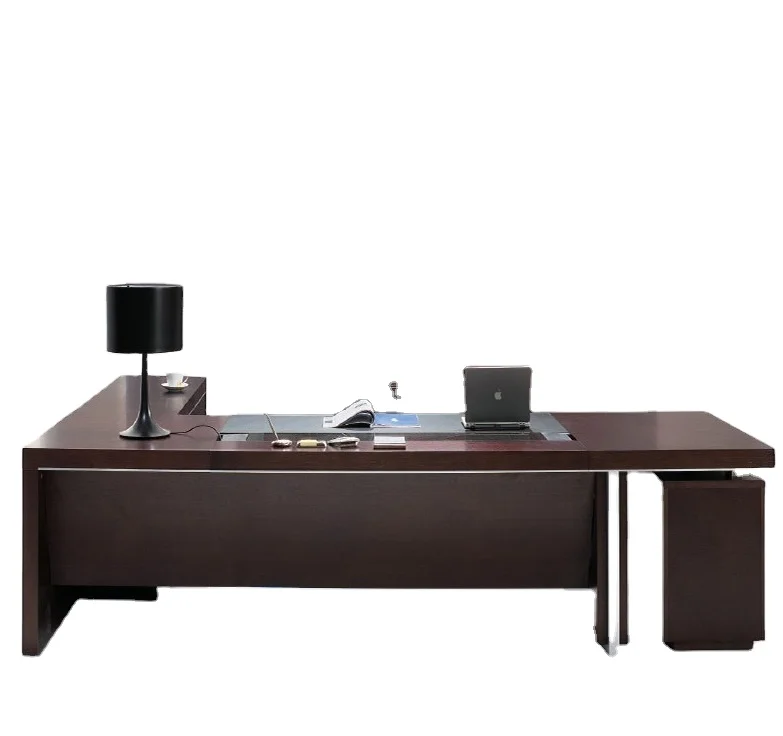 Роскошная офисная мебель L-образной формы, МДФ с облицовкой, директорский офисный стол