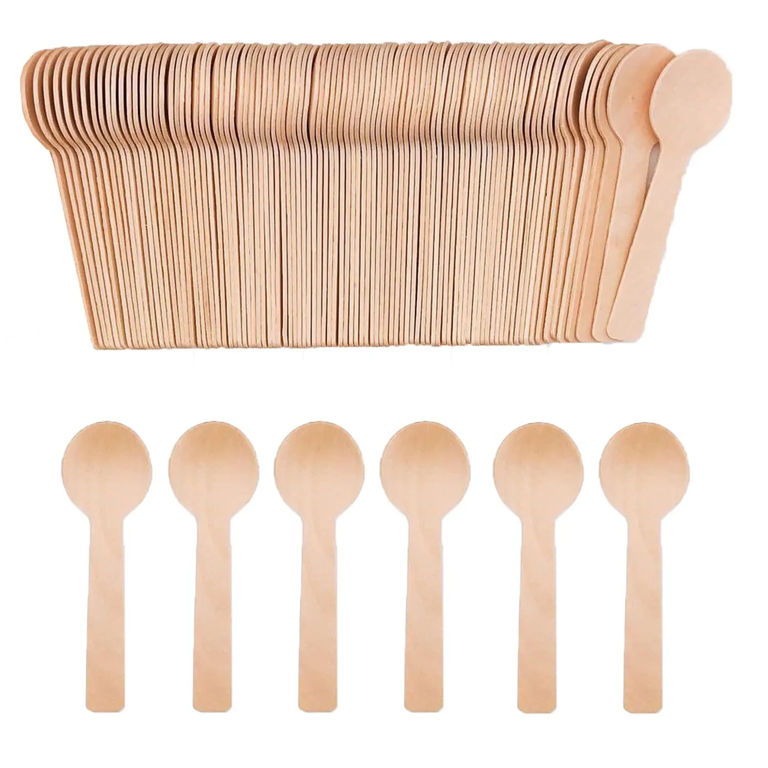 Low MOQ new wooden ice cream scoop magnum spoons/sticks with logo