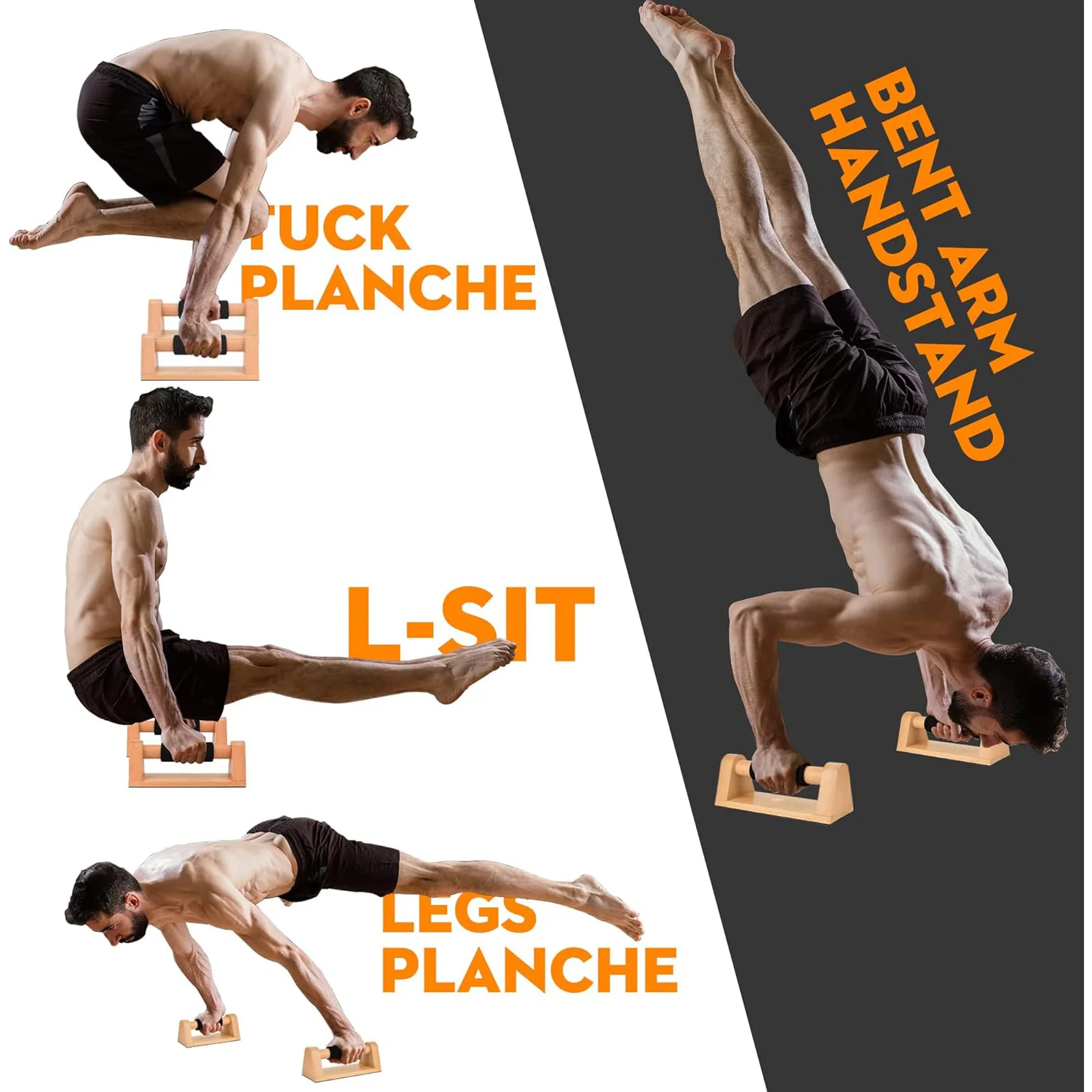 Push Up Handles Calisthenics Equipment for Men and Women Solid Wood Push Up Bar