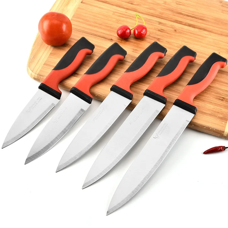 Острый нож для мяса, черный, красный, качественный поварской нож из нержавеющей стали
