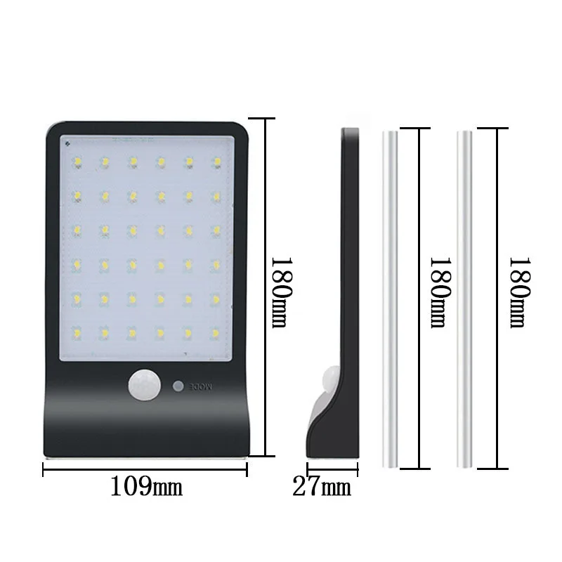 Zhong shan Factory High Quality Solar Led Wall Light Waterproof IP65 Outdoor Lighting Pir Human Body Sensor Led Wall Light