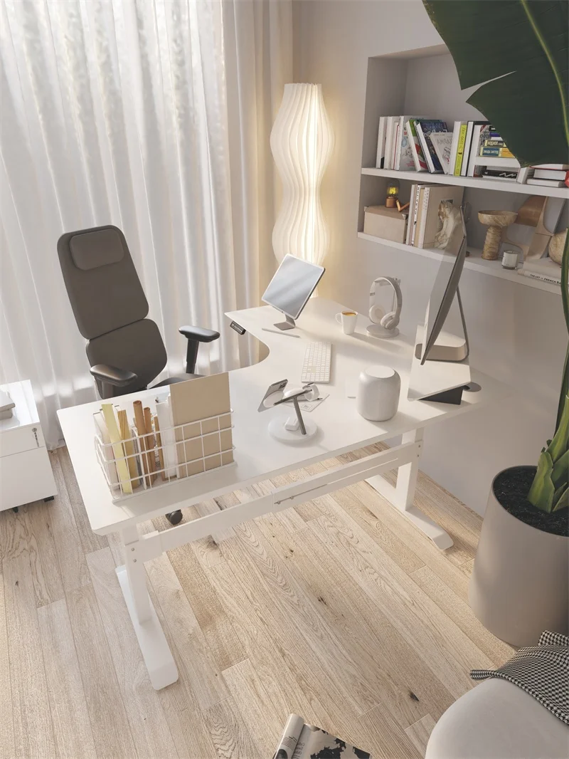 Modern Office Adjustable Height Desk Frame Sit To Stand Office Furniture Table Electric Lift Computer Desk in l Shaped