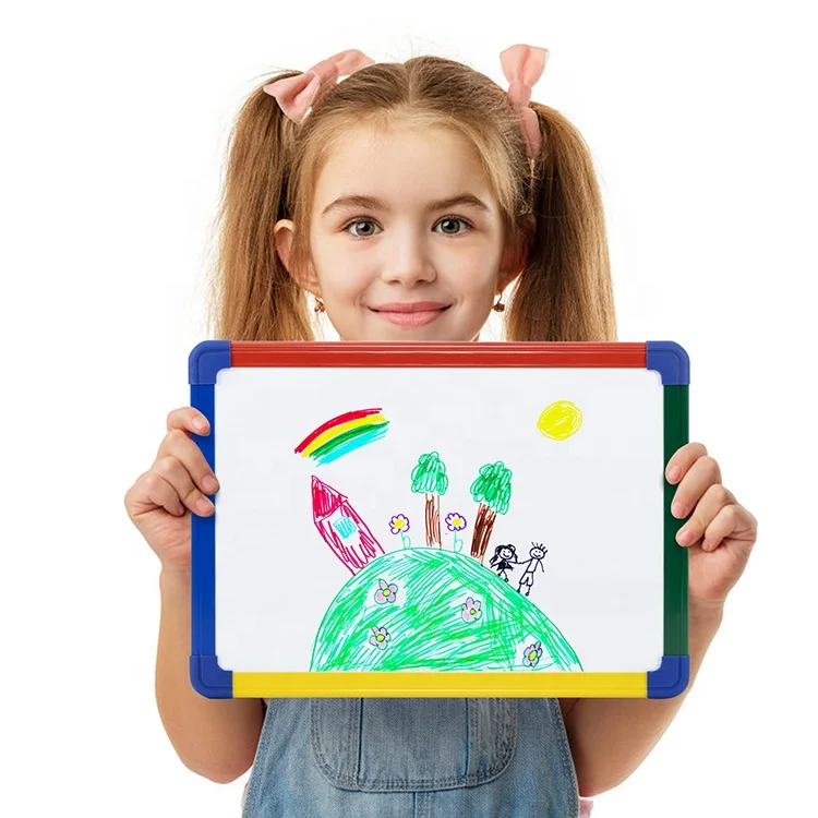 High Quality Education Equipment Double Sided Colored PVC Frame Magnetic Dry Erase White Board Lap Whiteboard