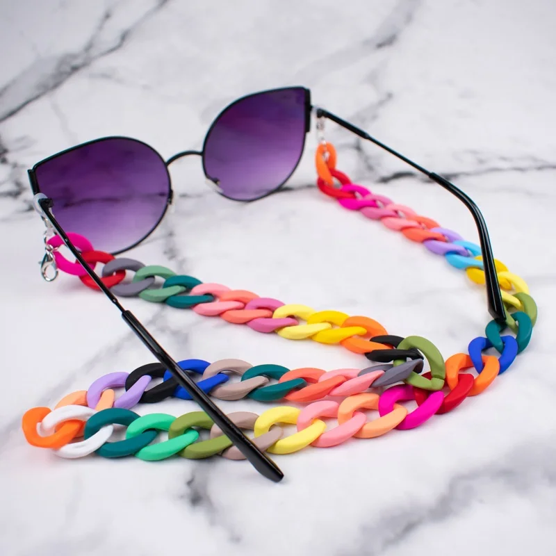 New Trendy Multiple colors 1.7*70cm Acrylic Chain eyeglass glasses lanyard face masking holder for glasses