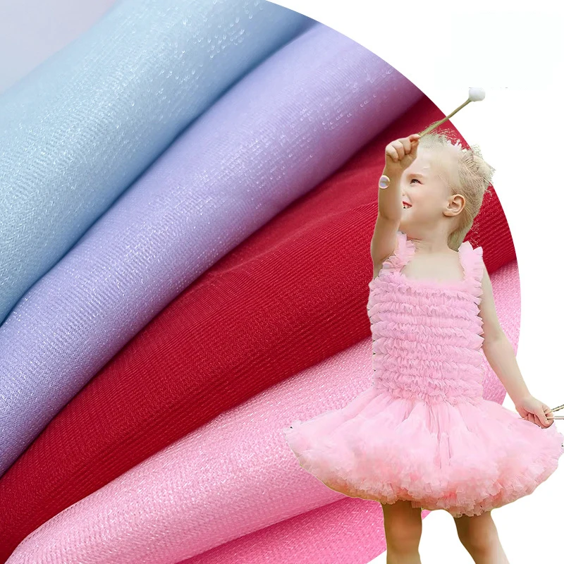 Tulle Bridal Wedding Sequin Fabric Lightweight 100% Polyester 30 Gsm Tulle Fabric For Wedding Decor Kids Ballet Tutu Fabric
