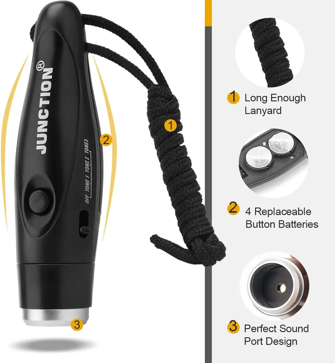 Wholesale High Quality 3 Tone Custom Electronic Whistle High Frequency 125DB Outdoor Survival Electronic Whistle