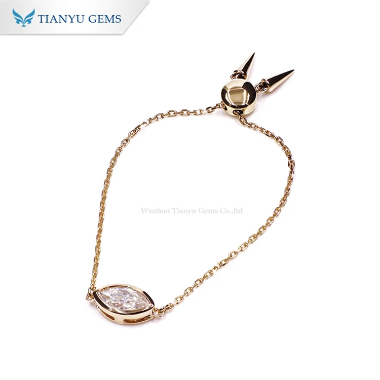 New Arrival Marquise Moissanite Chain Bracelet 5*10mm Dhl Women Jewelry Gift Gold Party moissanite gold jewelry