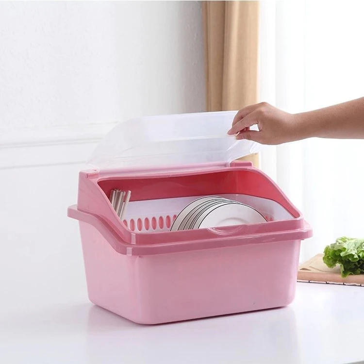 Kitchen bowl rack plastic dish rack with cover