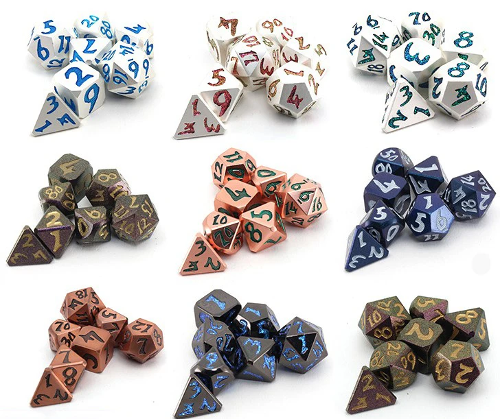 Chess Card Game Entertainment Board Game Dice Large Font Multi Sided Metal Novel Interesting Dice Set