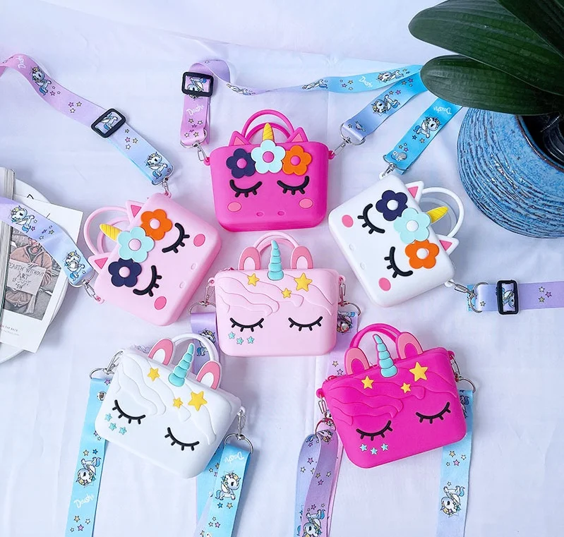 New Arrival Wholesale Unicorn Girl Small Storage Key Bag 3d Cartoon Mini Silicone Unicorn Purse Coin Bag