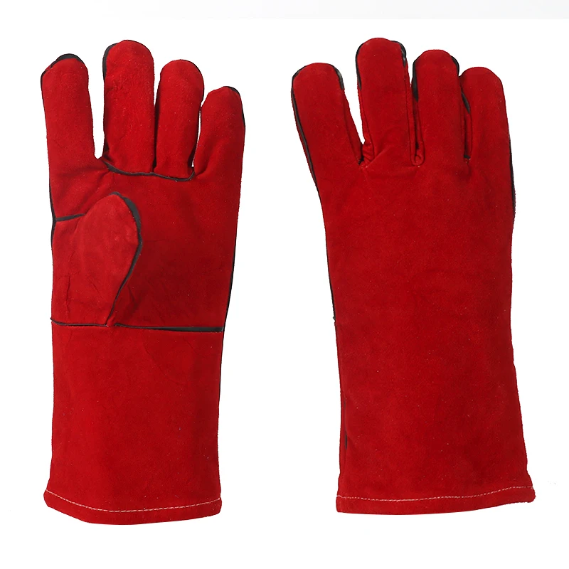 Red cow leather welding gloves working gloves split leather EN 388