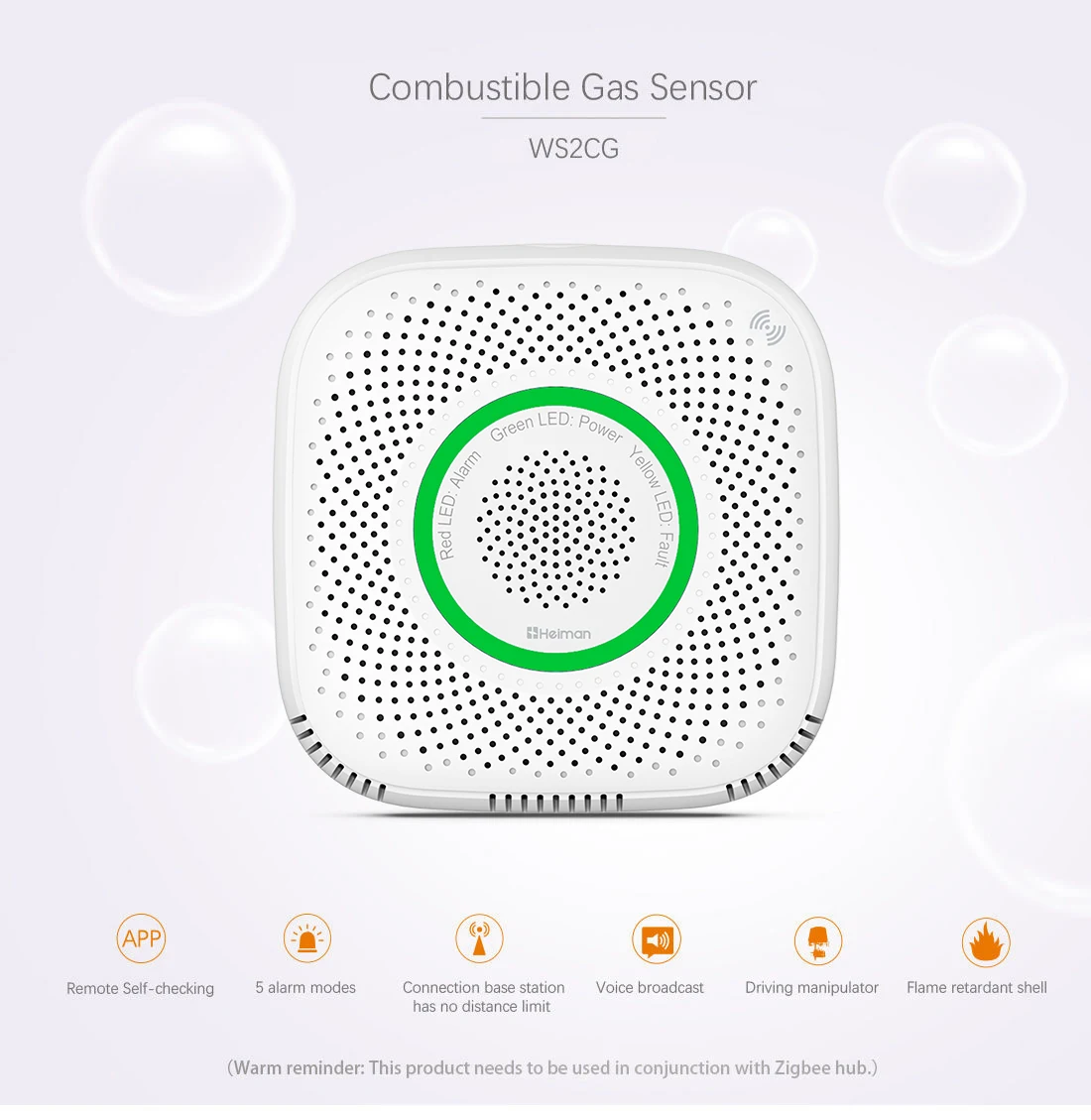 Heiman Wireless Remote Monitor Gas Alarm Tuya Wifi Natural Gas Detector and Propane Alarm LPG Gas Detector with Voice Warning