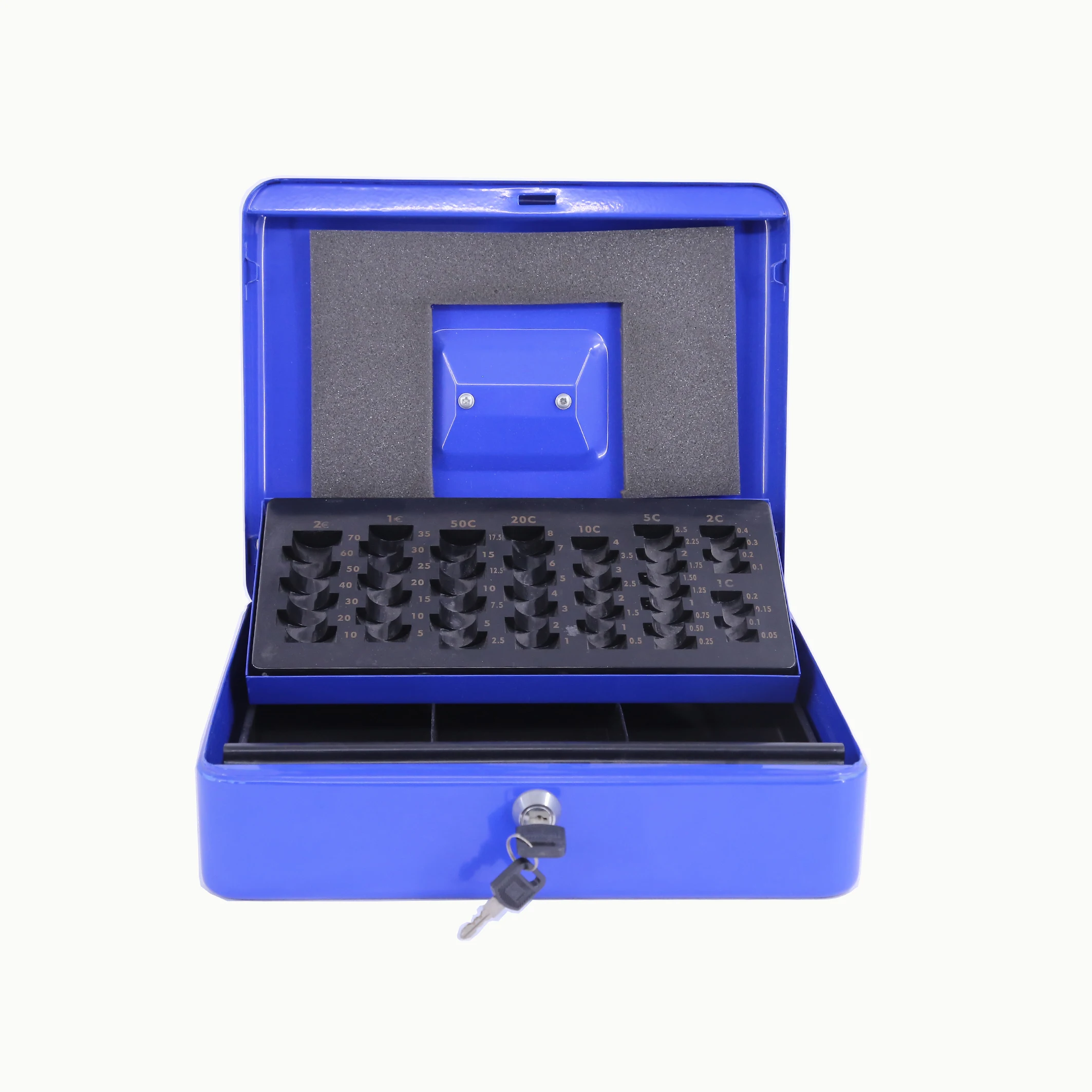 Euro Metal Cash Box, Key Lock Cash Safe Box Money Saving Portable Box/