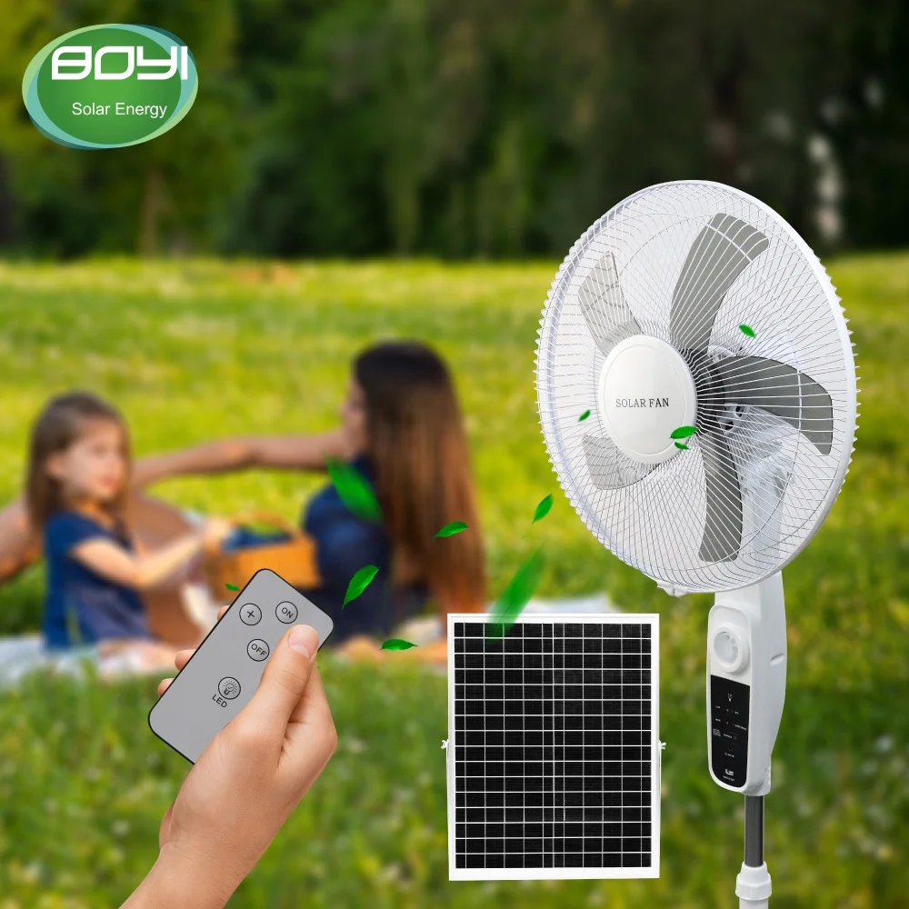 16Inch dc 12v rechargeable, energy-saving, quiet, 4-speed wind speed can disassemble and clean the solar fan