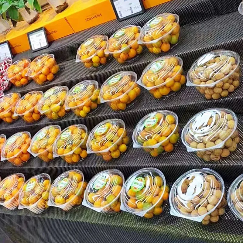 24oz 48oz Disposable Round Fruit Box Transparent Salad Bowl High-grade Plastic Fruit Container With Lid With Hole Non-hole