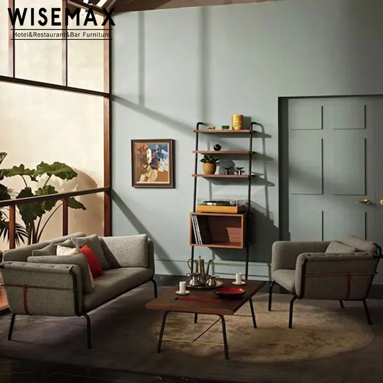 Дизайнерский секционный современный диван среднего века для гостиницы гостиной мебель серый тканевый одноместный