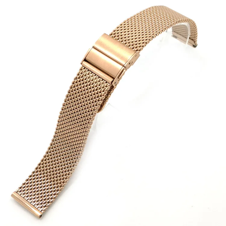 Black/Silver/Rose/ Gold 18mm/20mm/22mm Watch Band Mesh Stainless Steel Strap Fold Over Clasp Watches Replacement Bracelet