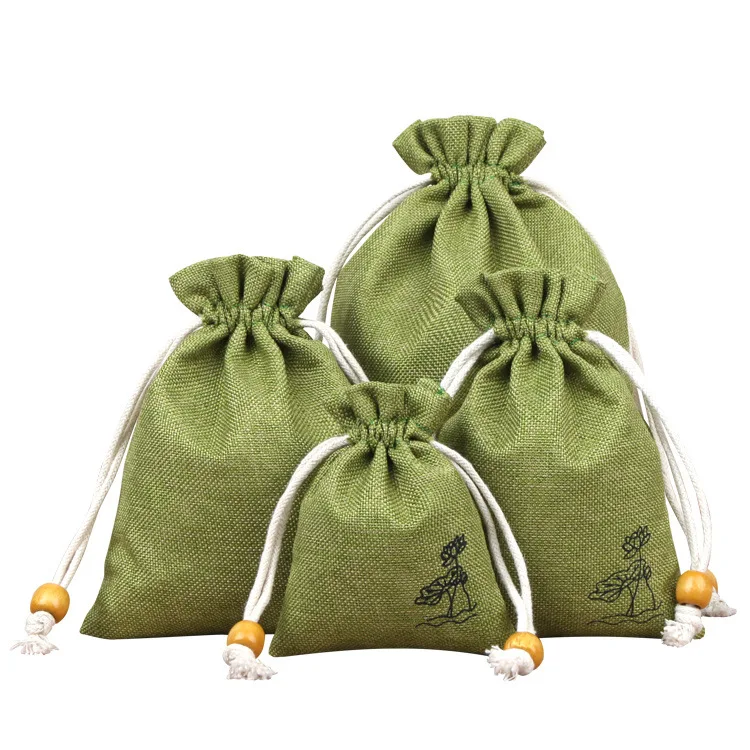 New custom canvas bunched dust bag Jewelry sachet storage blank bag cotton and linen reusable bunched drawstring bag