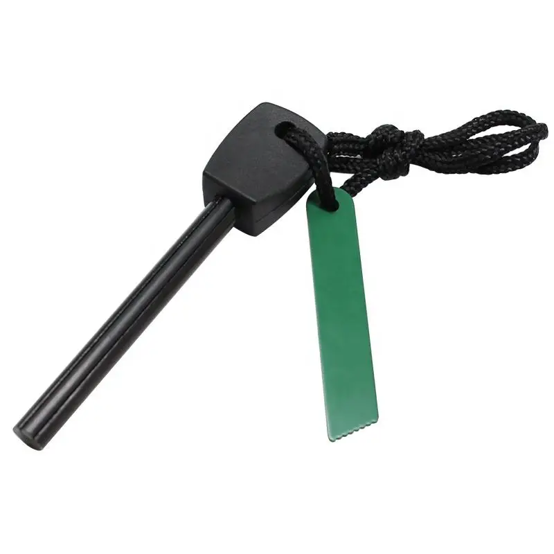5/16 Inch Fire Starter Supplies Portable Mini Emergency Premium Survival Gear Firestick Firesteel with Green Striker