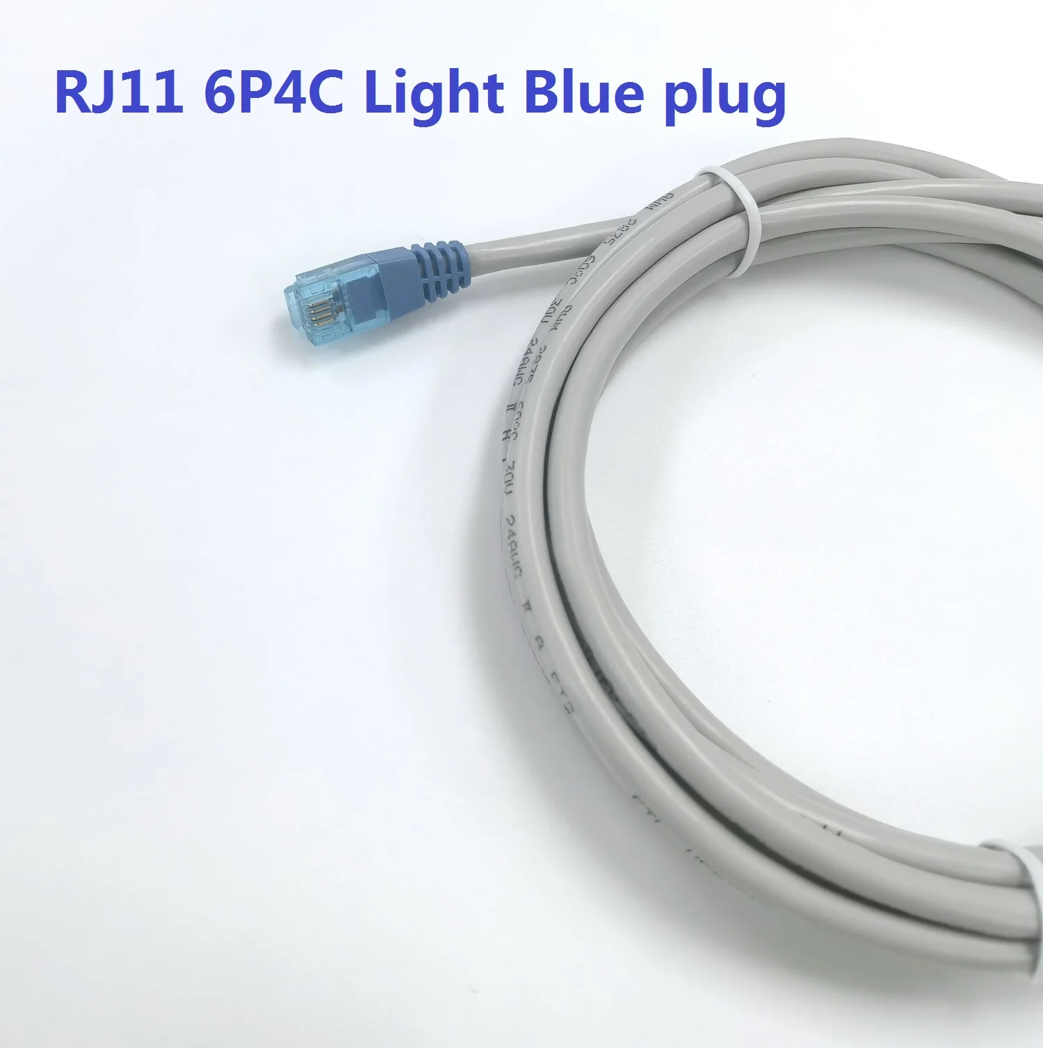 Telecommunications Round Cat5e UTP 24AWG Network Cable 2 Pairs twisted Grey Cable with RJ11 light blue connectors FX-LPP-6P4C-2M