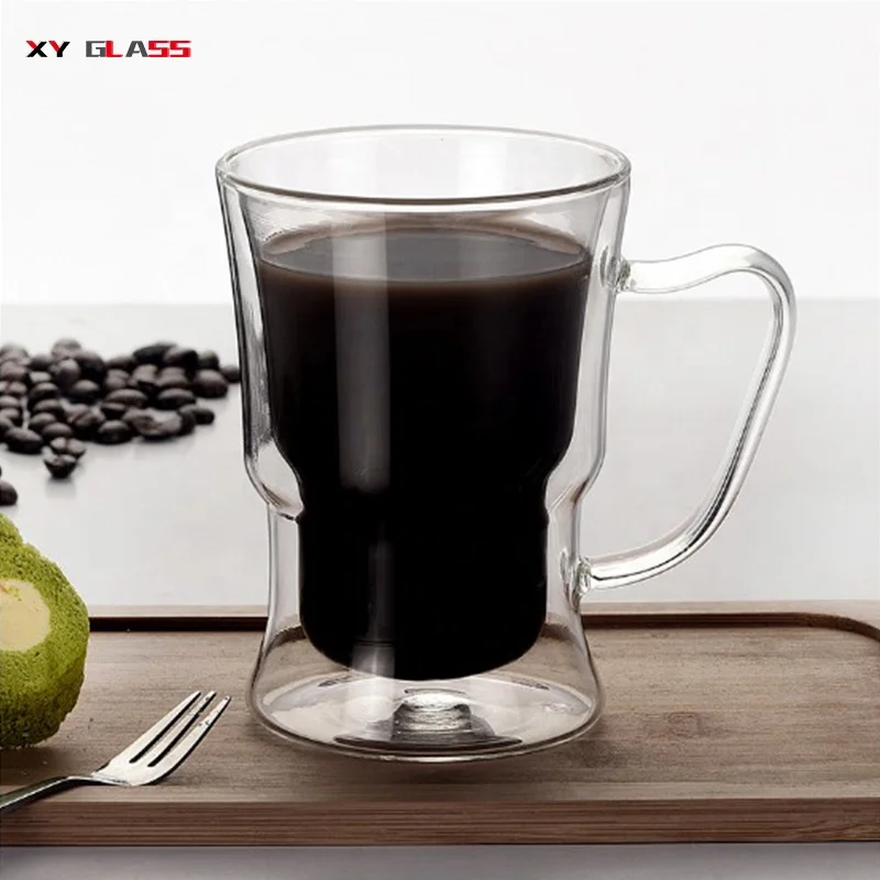 Eco-Friendly lead free old time feature classical double wall glass coffee mug