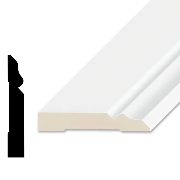 9/16 x 5 1/4 white primed finger joint wood waterproof baseboard pine baseboard molding