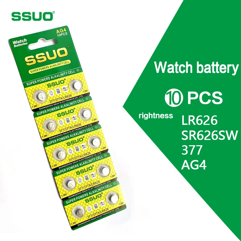 10PCS Watch Coin Battery AG4 377A 377 LR626 SR626SW SR66 LR66 Button Cell Batteries Toys Remote Camera