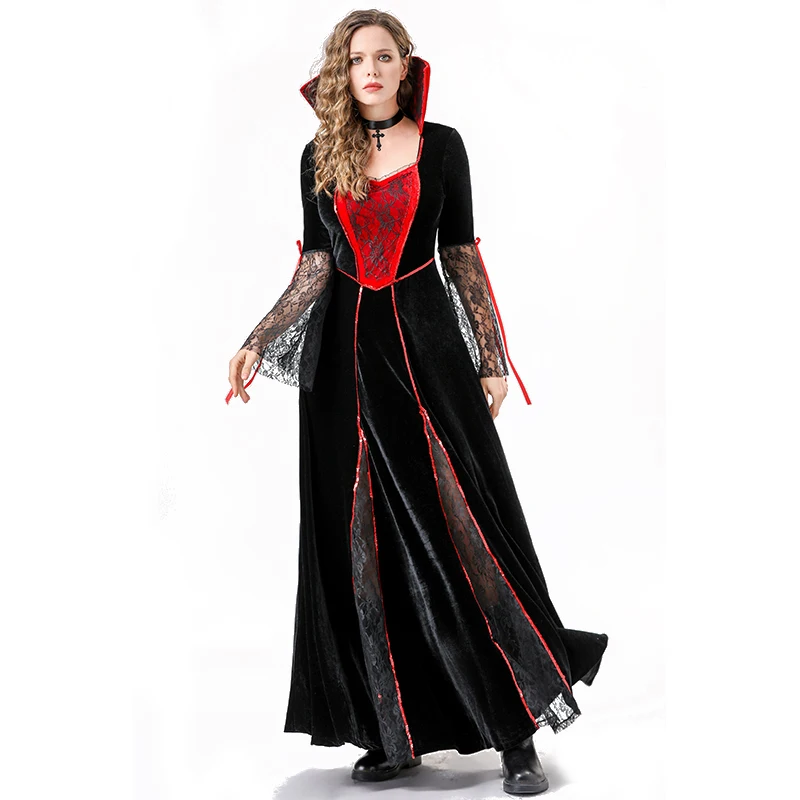 Halloween New Adult Dark Vampire Queen Cosplay Costume Female Dress Horror Vampire Role Play Stage Costume Cosplay