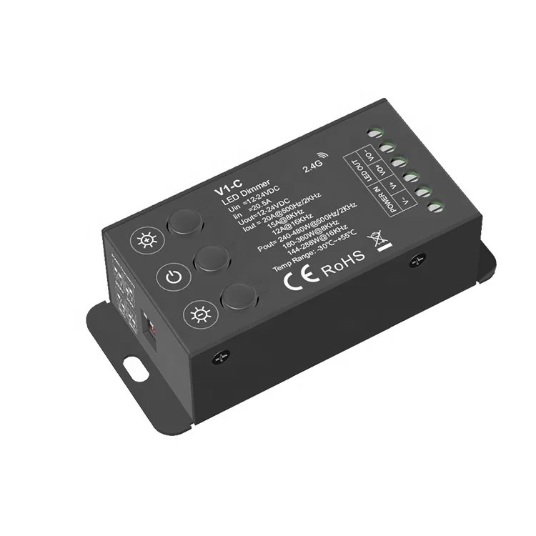 20A 500Hz 2KHz 15A 8KHz 12A 16KHz 0 to 100% 1 channel constant voltage LED RF dimming V1 C LED Dimmer